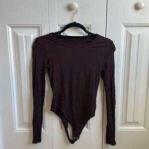 Vitality Mocha brown Long Sleeve Thong Bodysuit